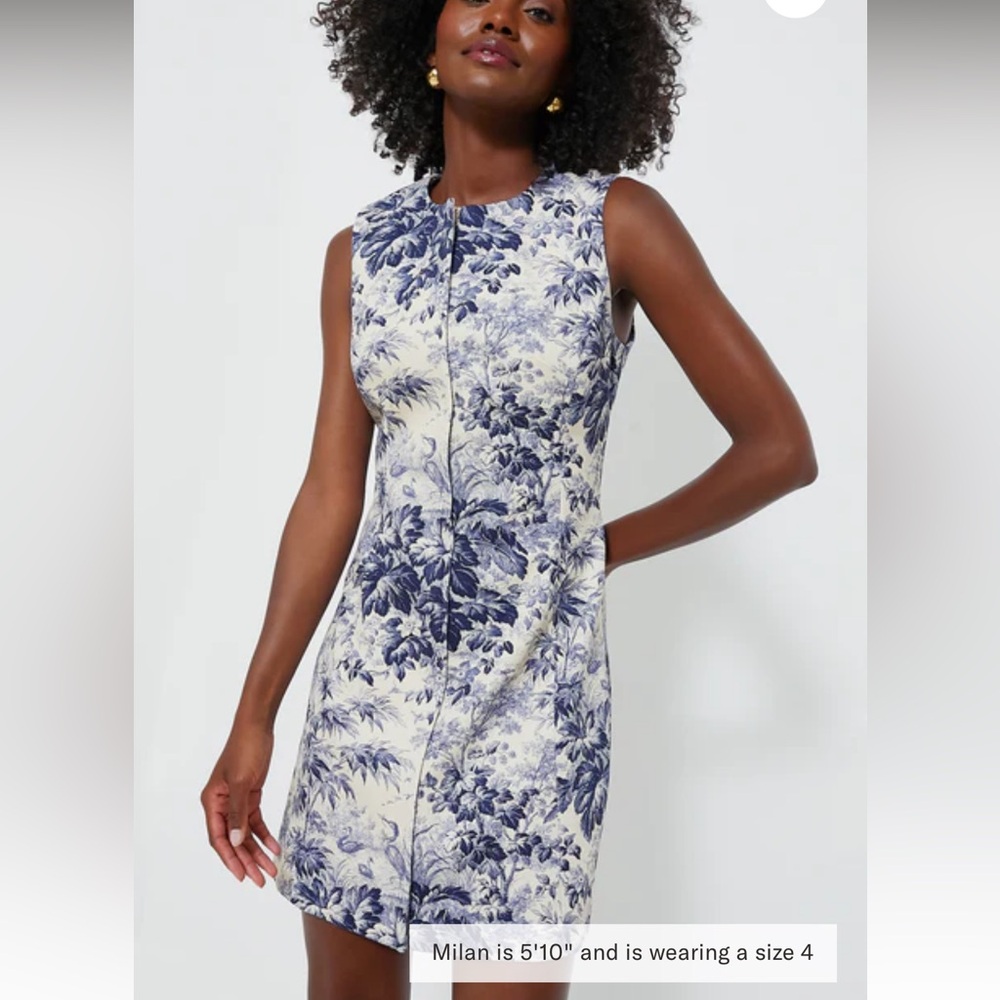 Floral Blue and White Sleeveless Dress